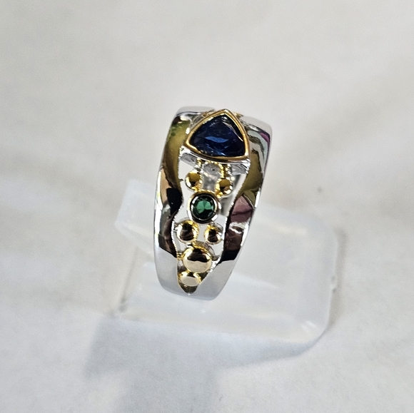 Beautiful Blue Sapphire & Chrome Diopside Ring in Sterling Silver Sz 7! - Picture 3 of 6